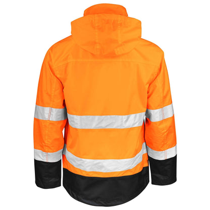 Orange-Black - Back - Jobman Mens Shell Hi-Vis Jacket