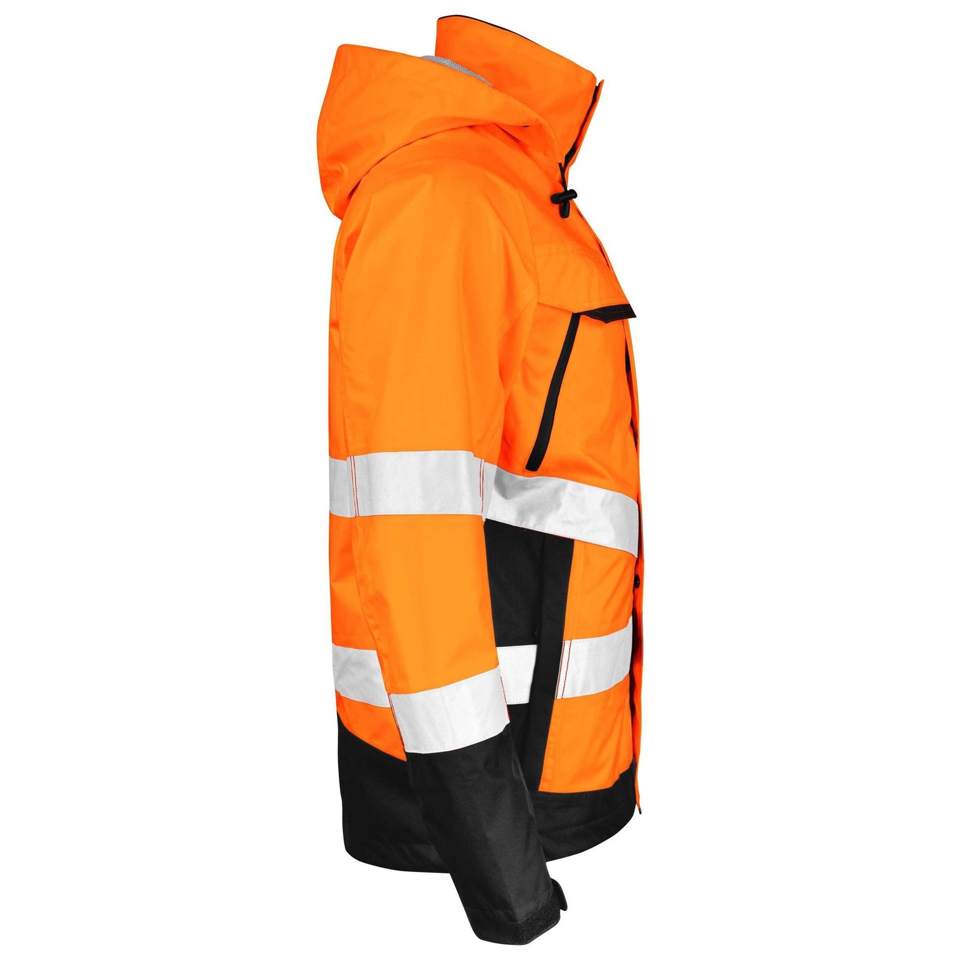 Orange-Black - Side - Jobman Mens Shell Hi-Vis Jacket
