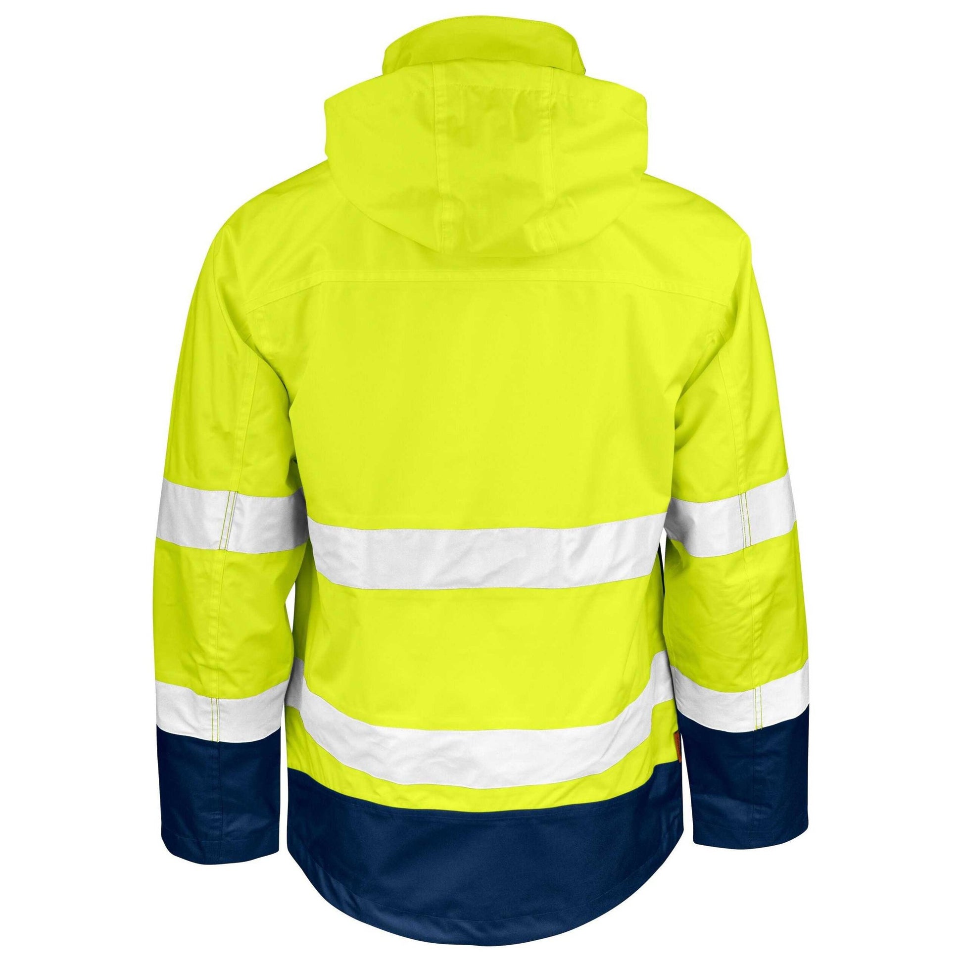 Yellow-Navy - Back - Jobman Mens Shell Hi-Vis Jacket