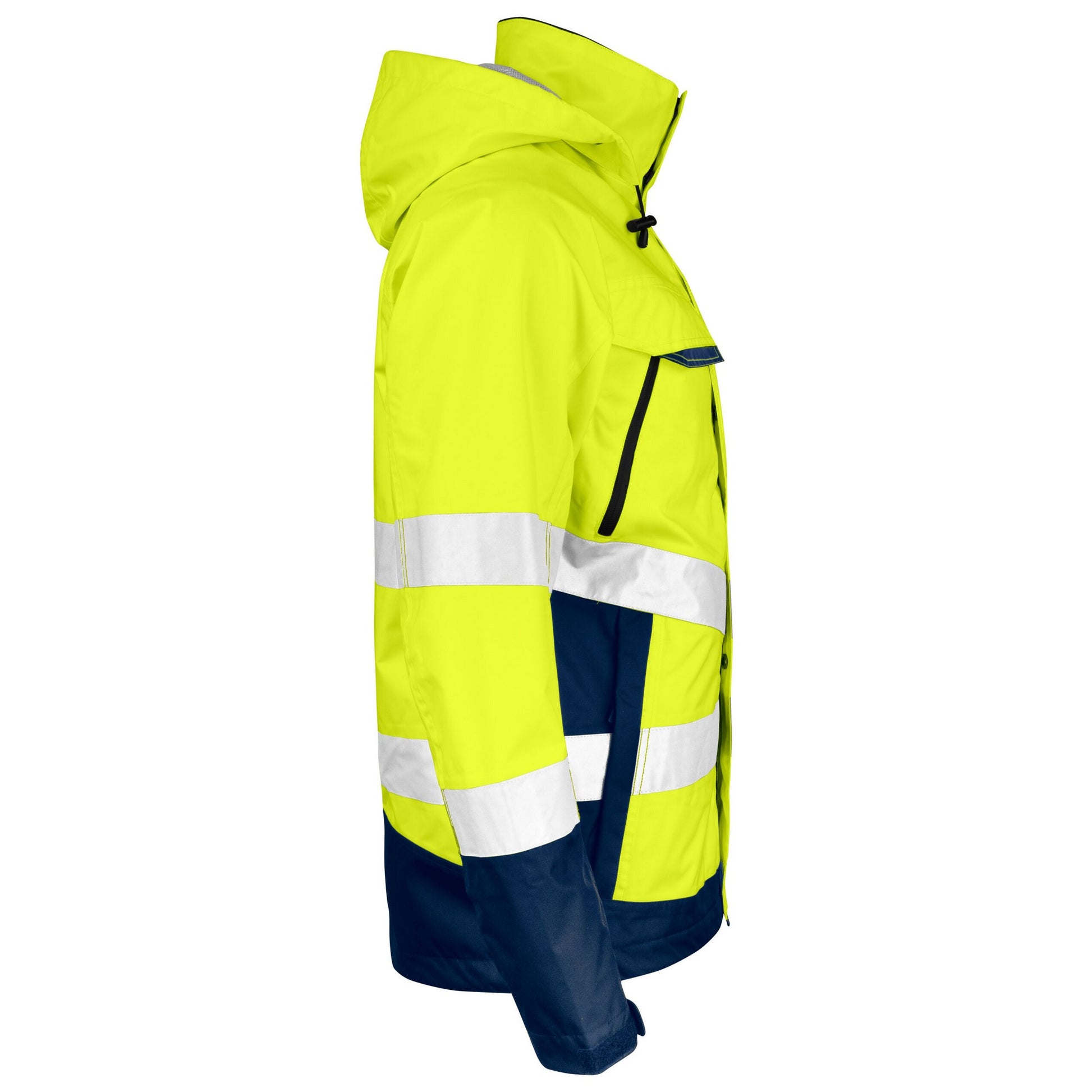 Yellow-Navy - Side - Jobman Mens Shell Hi-Vis Jacket