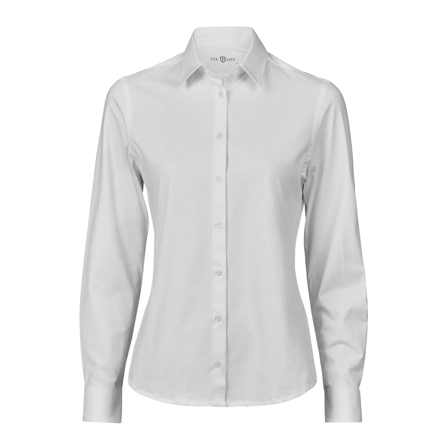 White - Front - Tee Jays Womens-Ladies Stretch Active Shirt