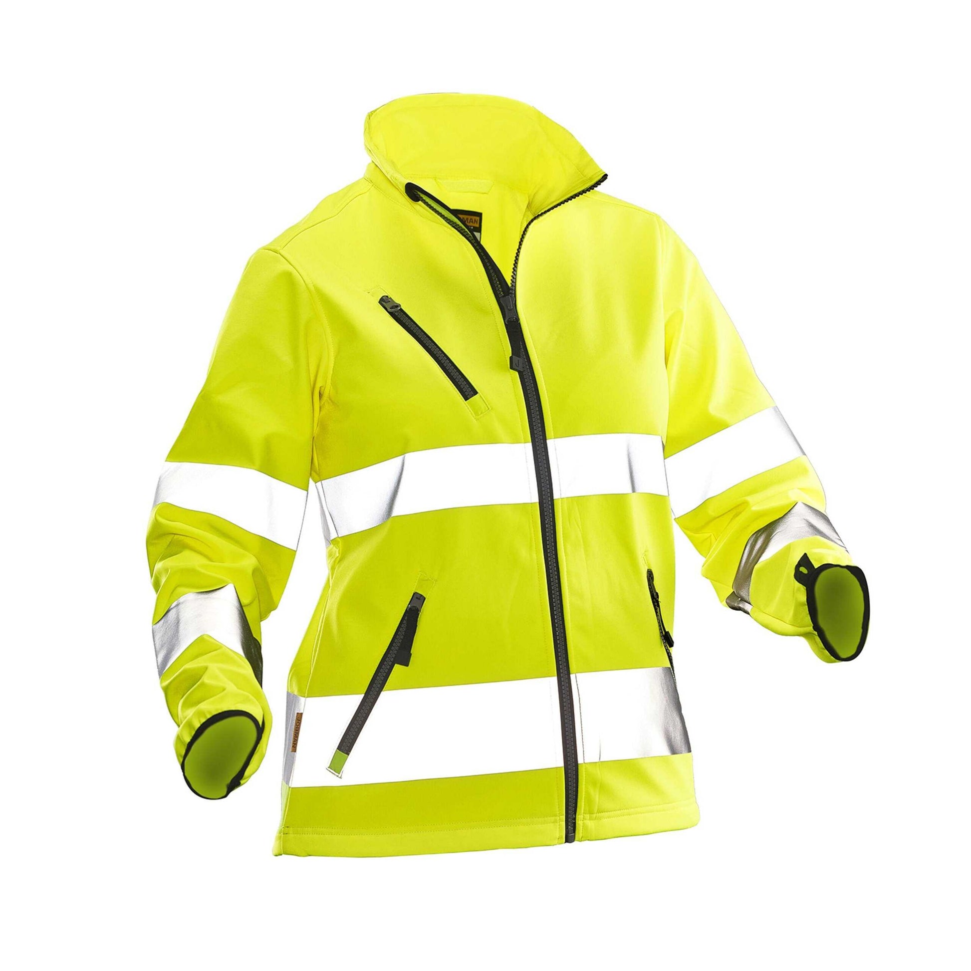 Yellow - Back - Jobman Womens-Ladies Hi-Vis Soft Shell Jacket