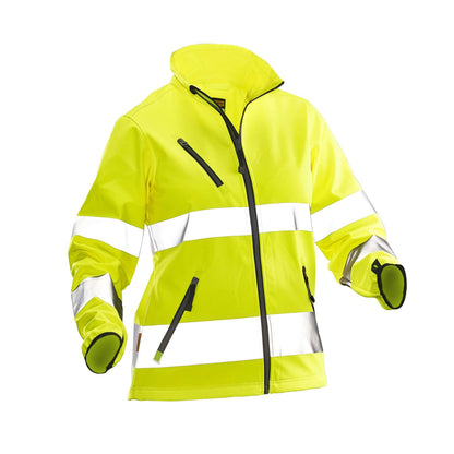 Yellow - Back - Jobman Womens-Ladies Hi-Vis Soft Shell Jacket