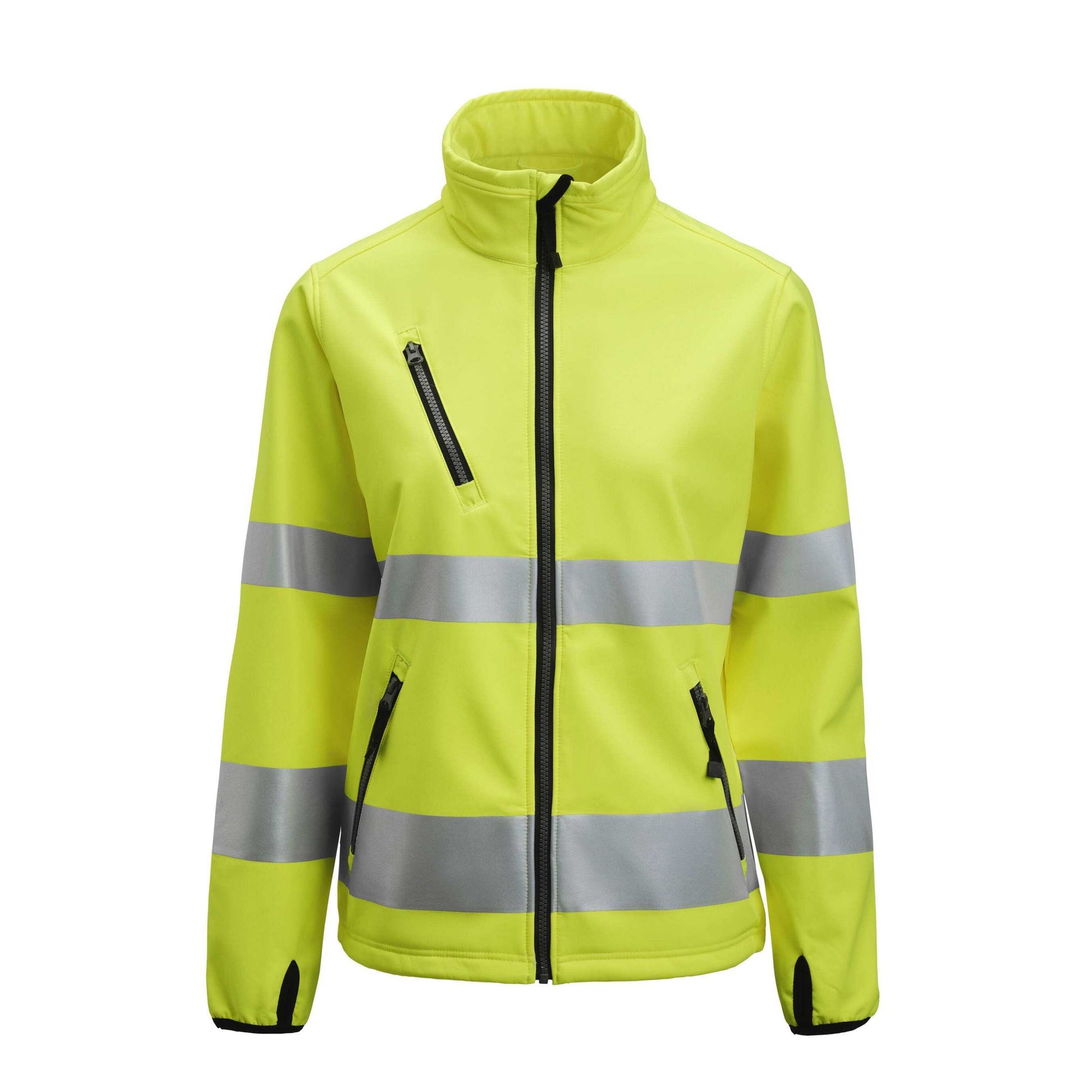 Yellow - Front - Jobman Womens-Ladies Hi-Vis Soft Shell Jacket