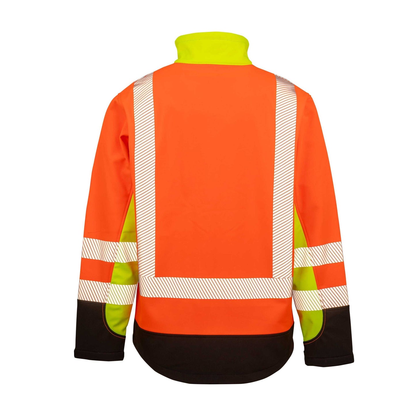 Fluorescent Yellow-Fluorescent Orange-Black - Back - Result Recycled Unisex Adult Safety 3 Tone 3 Layer Jacket