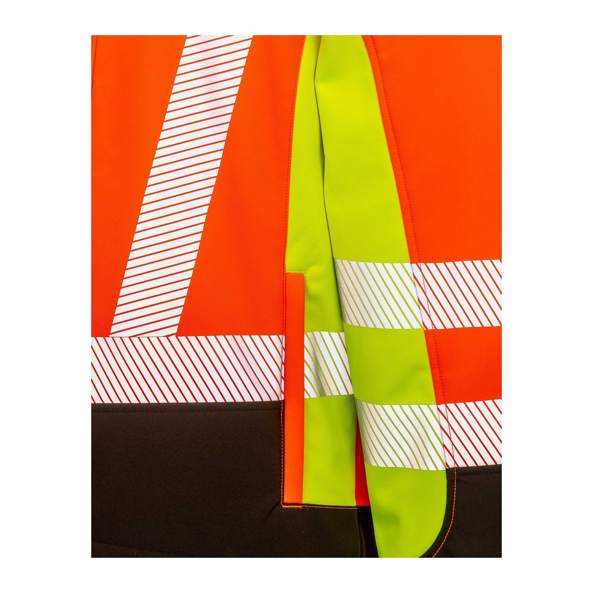 Fluorescent Yellow-Fluorescent Orange-Black - Side - Result Recycled Unisex Adult Safety 3 Tone 3 Layer Jacket