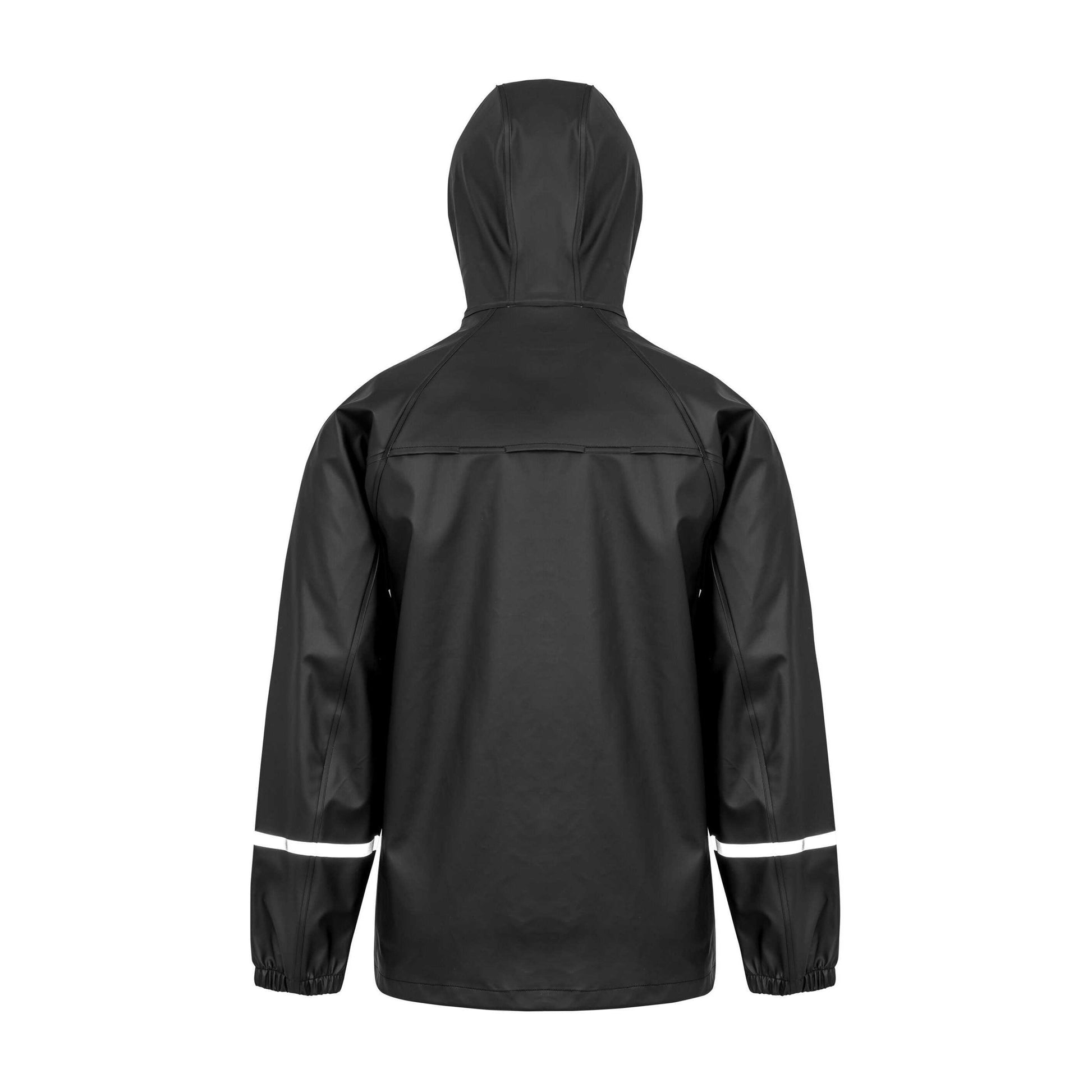 Black - Back - Result Recycled Mens Prism Reflective Tape PU Recycled Waterproof Jacket