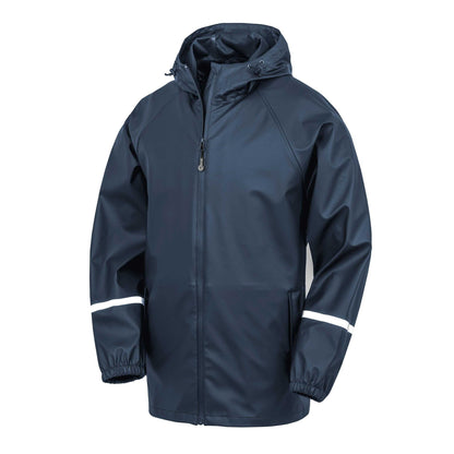 Navy - Front - Result Recycled Mens Prism Reflective Tape PU Recycled Waterproof Jacket