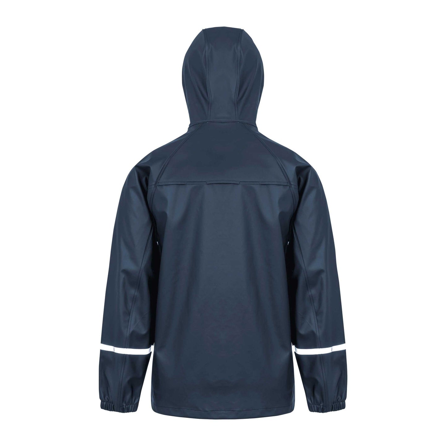 Navy - Back - Result Recycled Mens Prism Reflective Tape PU Recycled Waterproof Jacket