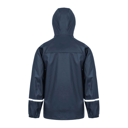Navy - Back - Result Recycled Mens Prism Reflective Tape PU Recycled Waterproof Jacket