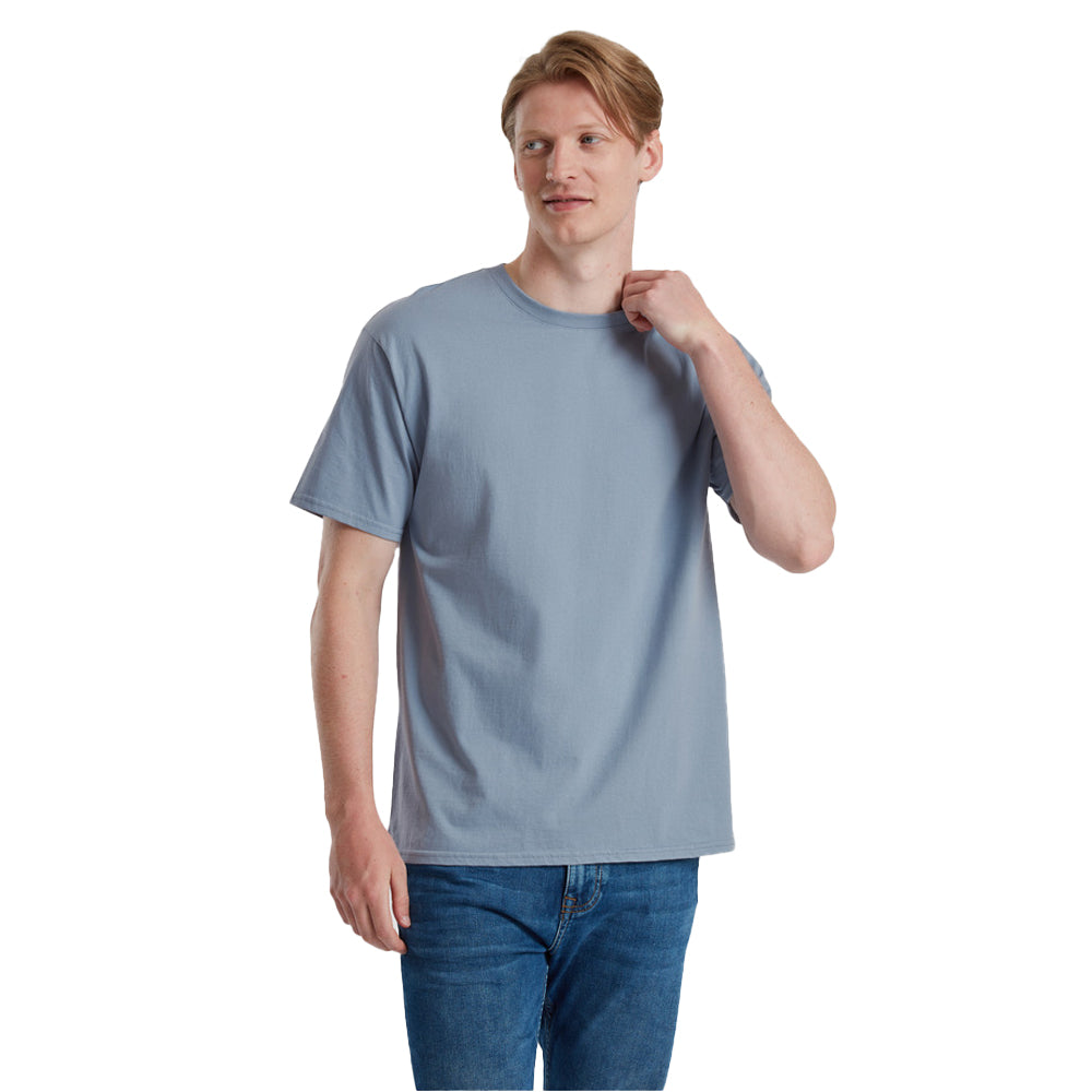 Mineral Blue - Side - Fruit of the Loom Unisex Adult Pure Cotton T-Shirt