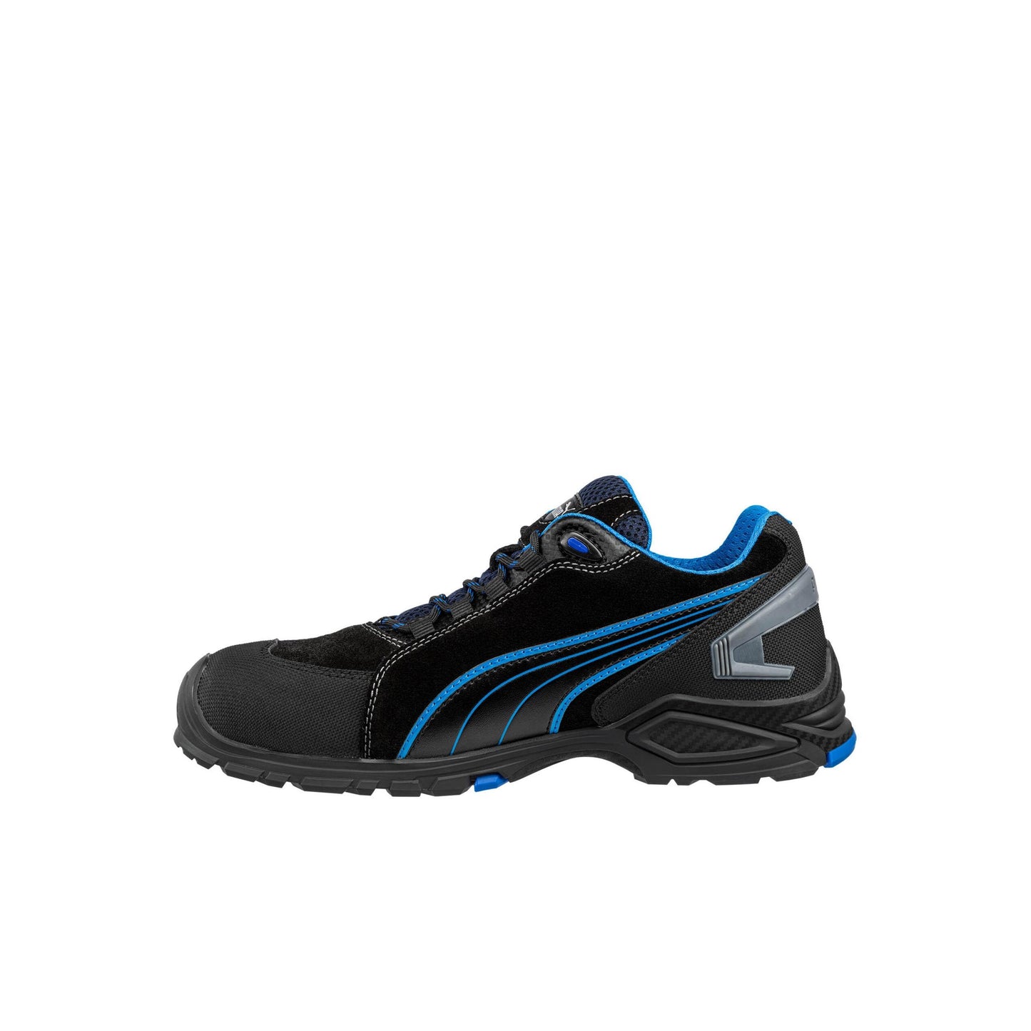 Black-Blue - Side - Puma Safety Mens Rio Leather Low Trainers