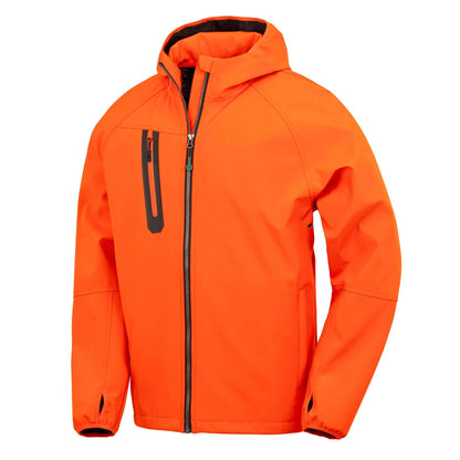Orange-Navy - Front - Result Recycled Mens Printed Recycled 3 Layer Casual Soft Shell Jacket