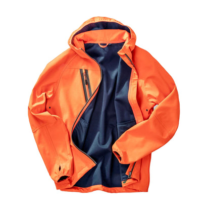 Orange-Navy - Side - Result Recycled Mens Printed Recycled 3 Layer Casual Soft Shell Jacket