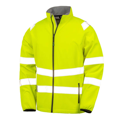 Fluorescent Yellow - Front - Result Recycled Unisex Adult Printable Safety Soft Shell Jacket
