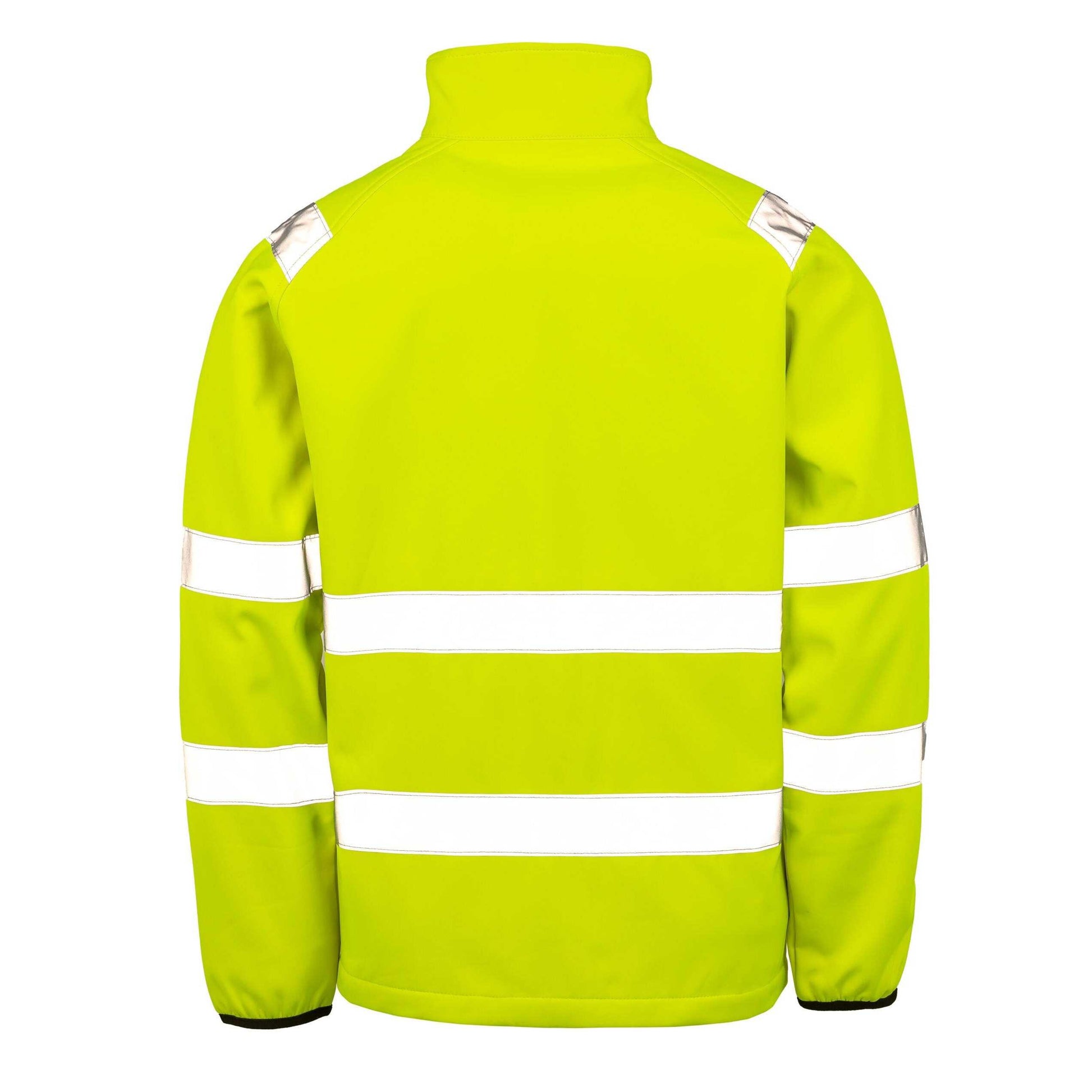 Fluorescent Yellow - Back - Result Recycled Unisex Adult Printable Safety Soft Shell Jacket