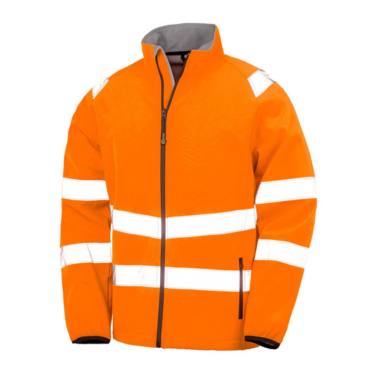 Fluorescent Orange - Front - Result Recycled Unisex Adult Printable Safety Soft Shell Jacket