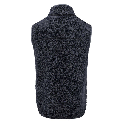 Navy - Back - James Harvest Mens Kingsley Sherpa Fleece Gilet