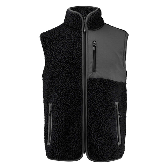 Black - Front - James Harvest Mens Kingsley Sherpa Fleece Gilet