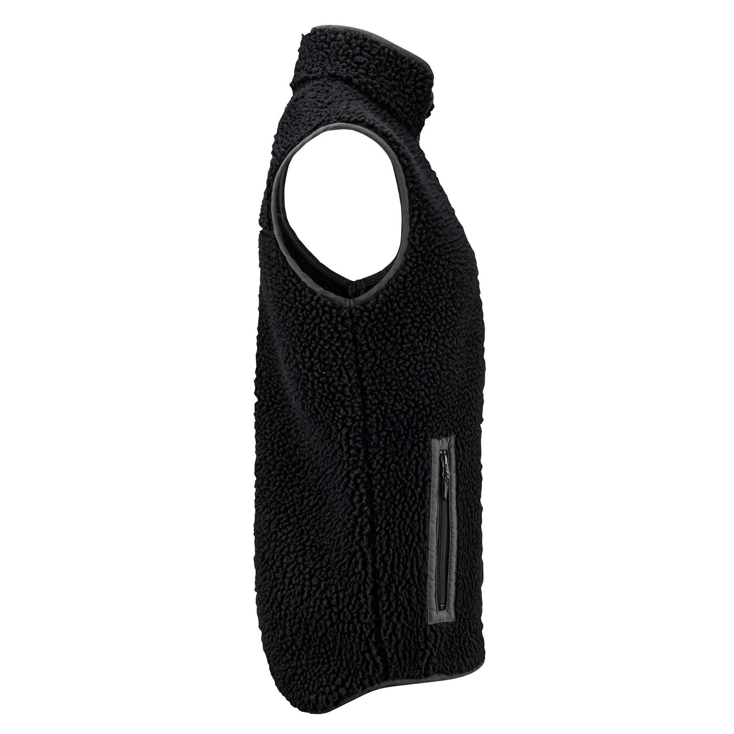 Black - Side - James Harvest Mens Kingsley Sherpa Fleece Gilet