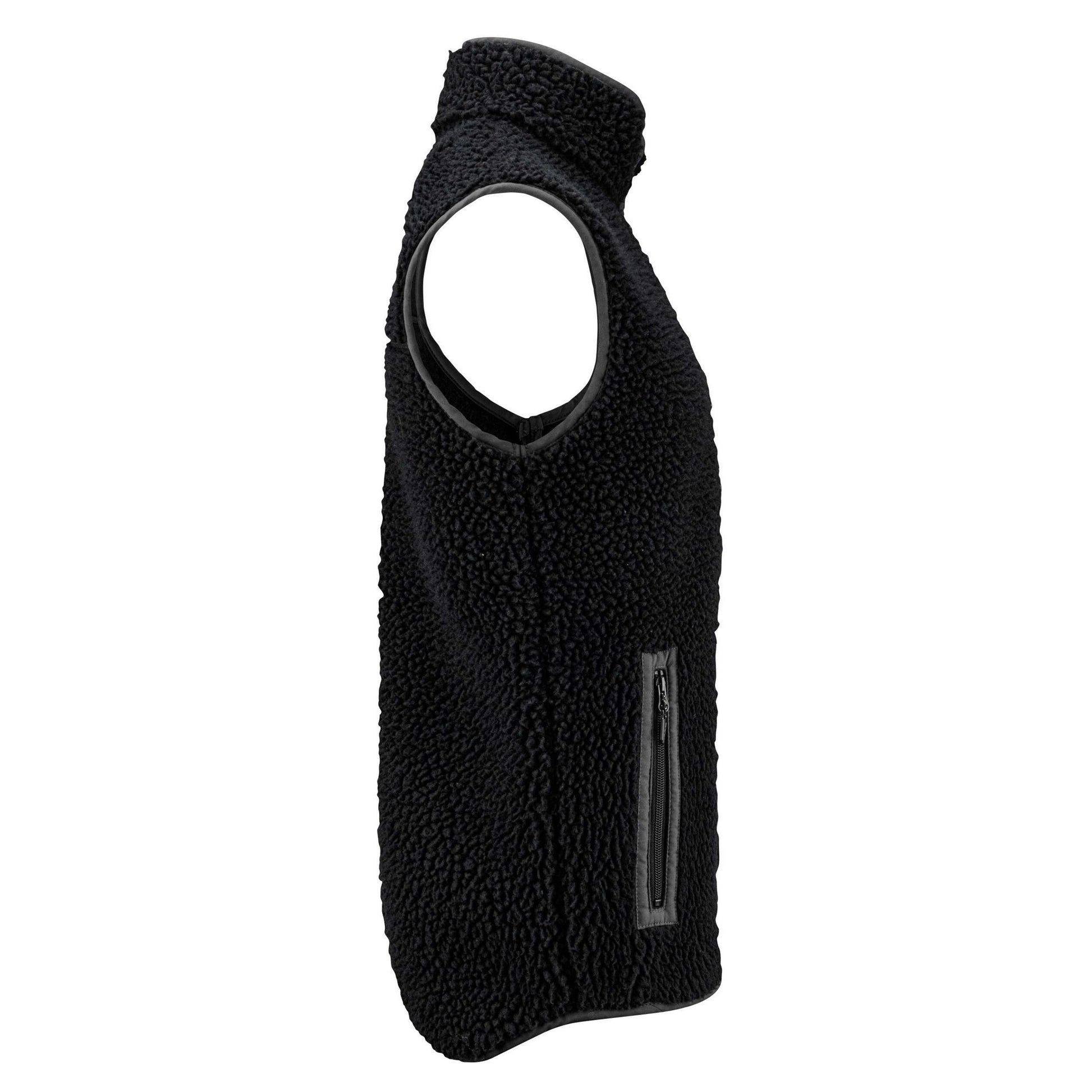 Black - Side - James Harvest Mens Kingsley Sherpa Fleece Gilet