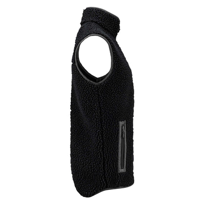 Black - Side - James Harvest Mens Kingsley Sherpa Fleece Gilet