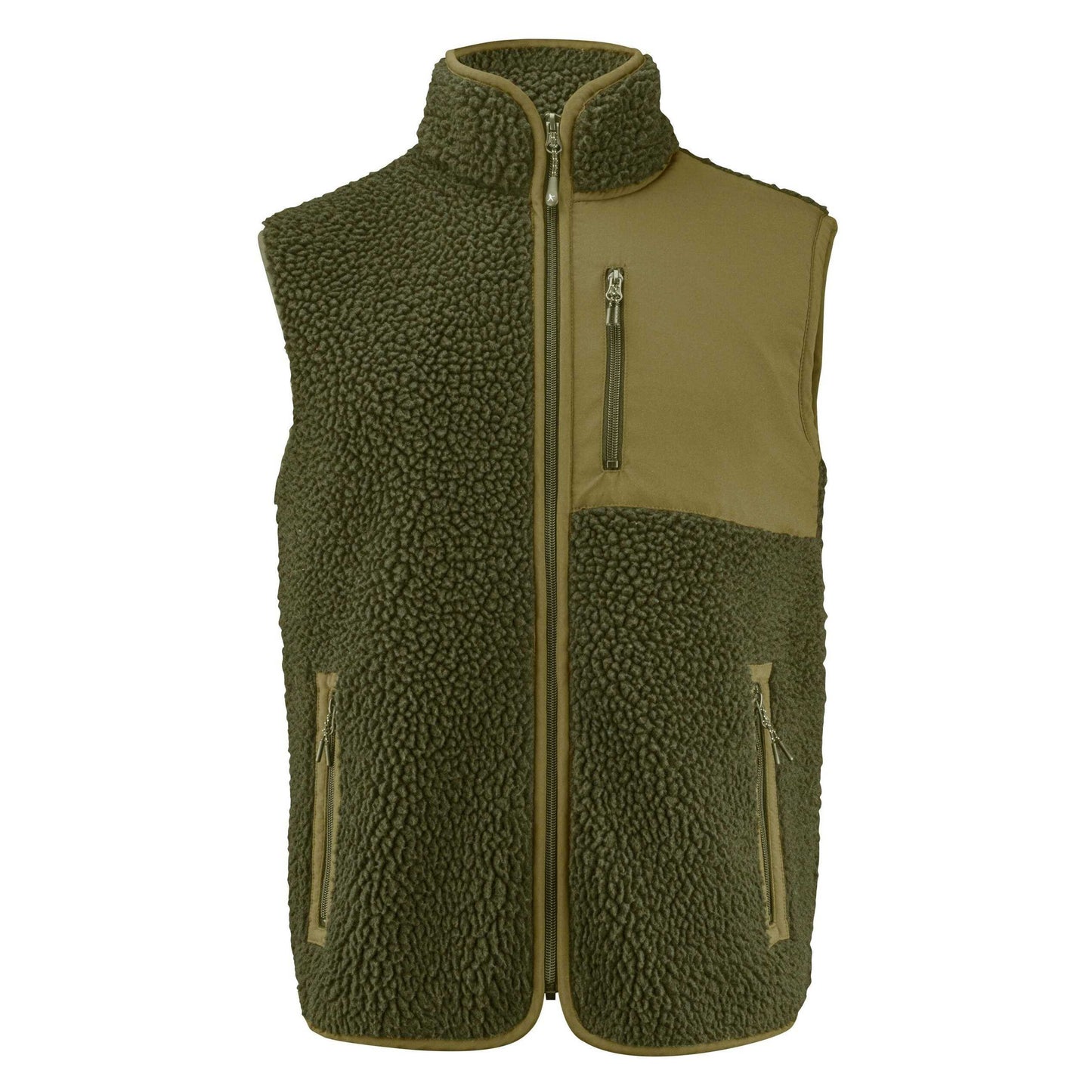 Moss Green - Front - James Harvest Mens Kingsley Sherpa Fleece Gilet