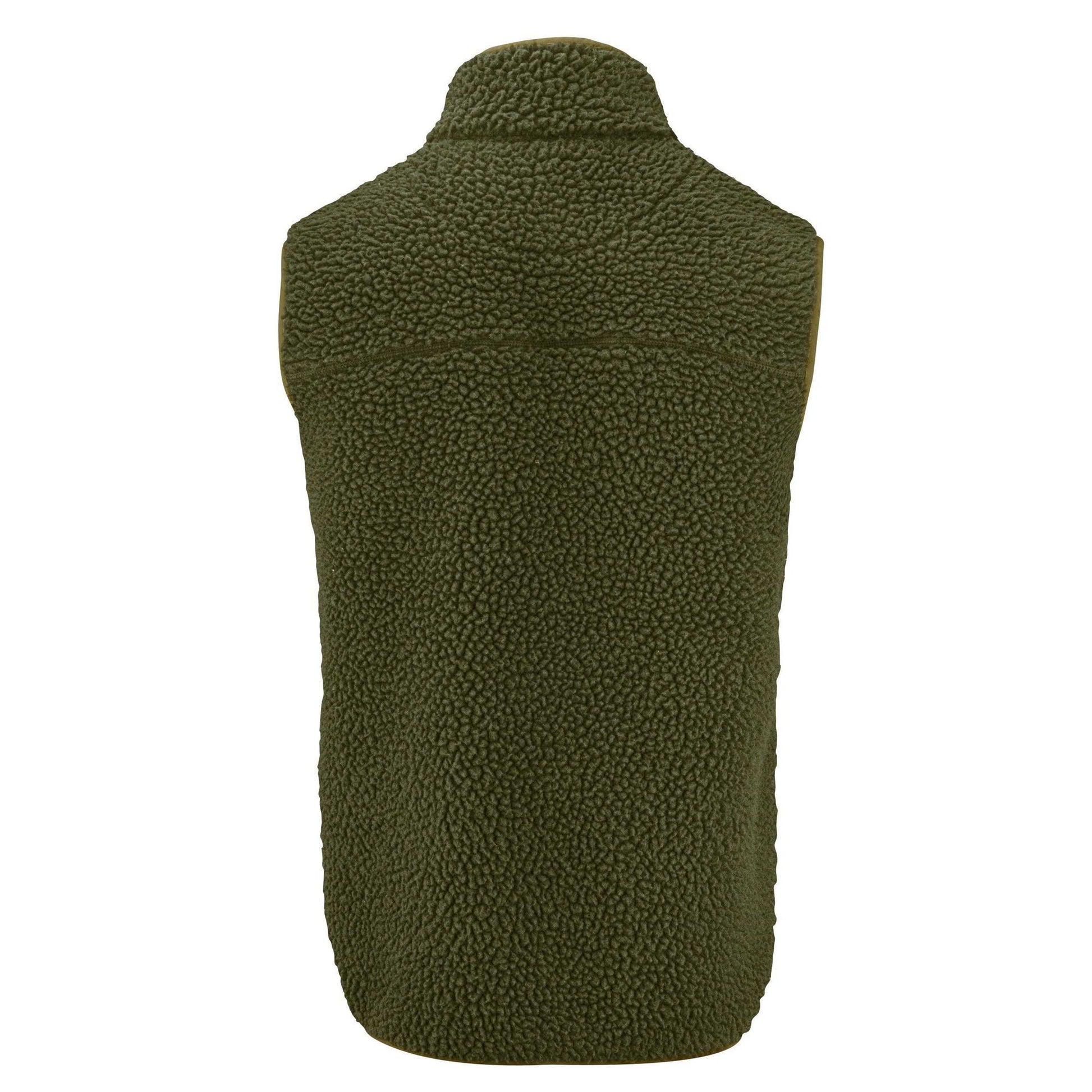 Moss Green - Back - James Harvest Mens Kingsley Sherpa Fleece Gilet