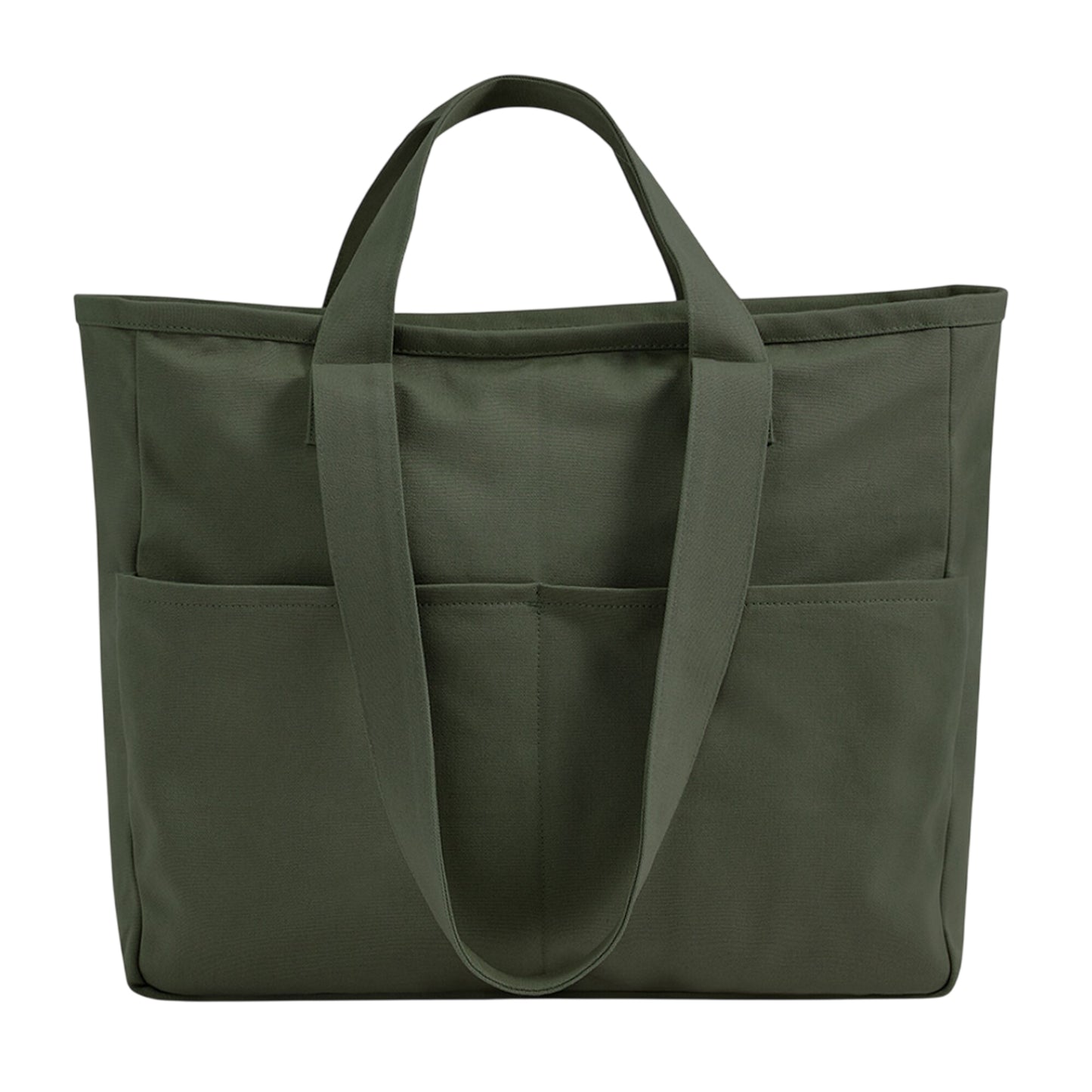 Olive Green - Front - Westford Mill Cargo Pocket Tote Bag