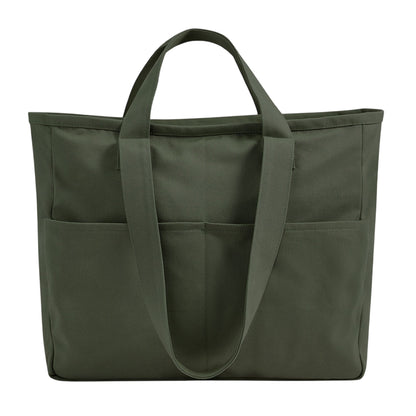 Olive Green - Front - Westford Mill Cargo Pocket Tote Bag