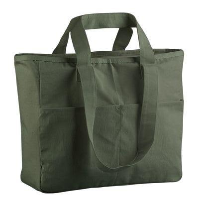 Olive Green - Back - Westford Mill Cargo Pocket Tote Bag