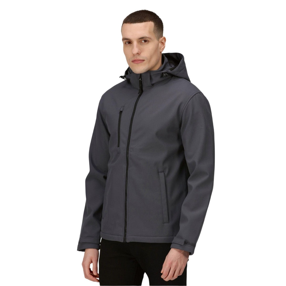 Seal Grey-Black - Side - Regatta Professional Mens Venturer Softshell 3 Layer Hooded Jacket