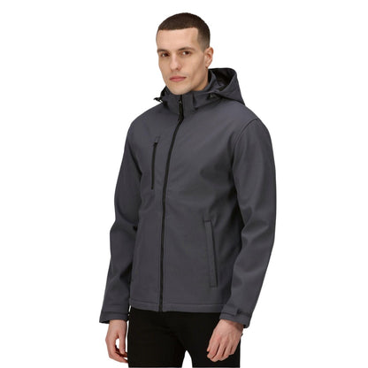 Seal Grey-Black - Side - Regatta Professional Mens Venturer Softshell 3 Layer Hooded Jacket