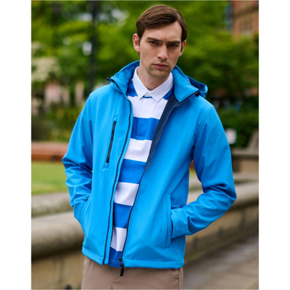 Black - Front - Regatta Professional Mens Venturer Softshell 3 Layer Hooded Jacket