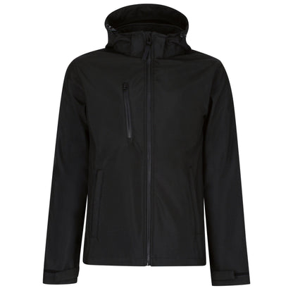 Black - Back - Regatta Professional Mens Venturer Softshell 3 Layer Hooded Jacket