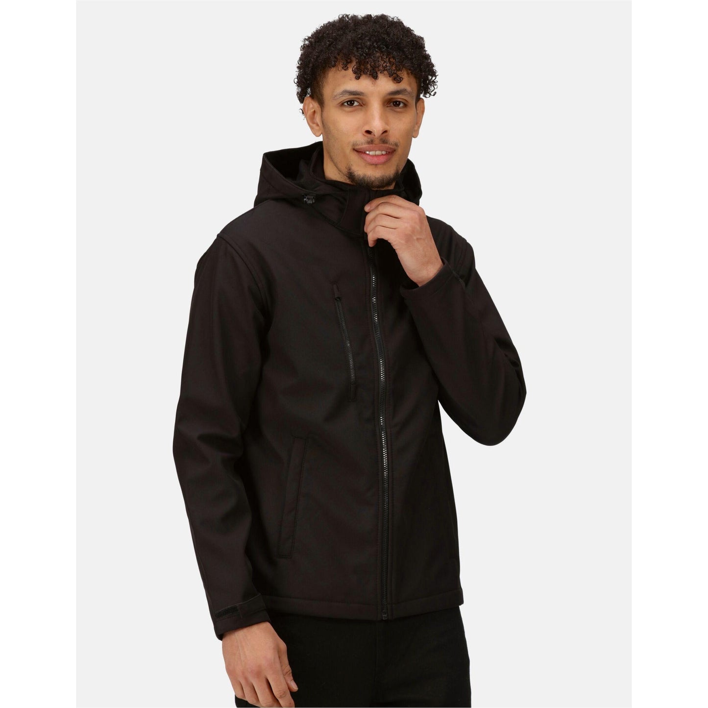 Black - Lifestyle - Regatta Professional Mens Venturer Softshell 3 Layer Hooded Jacket
