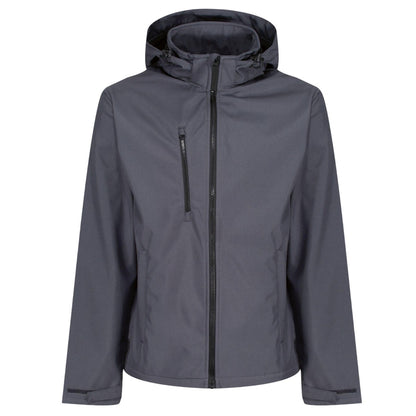 Seal Grey-Black - Front - Regatta Professional Mens Venturer Softshell 3 Layer Hooded Jacket