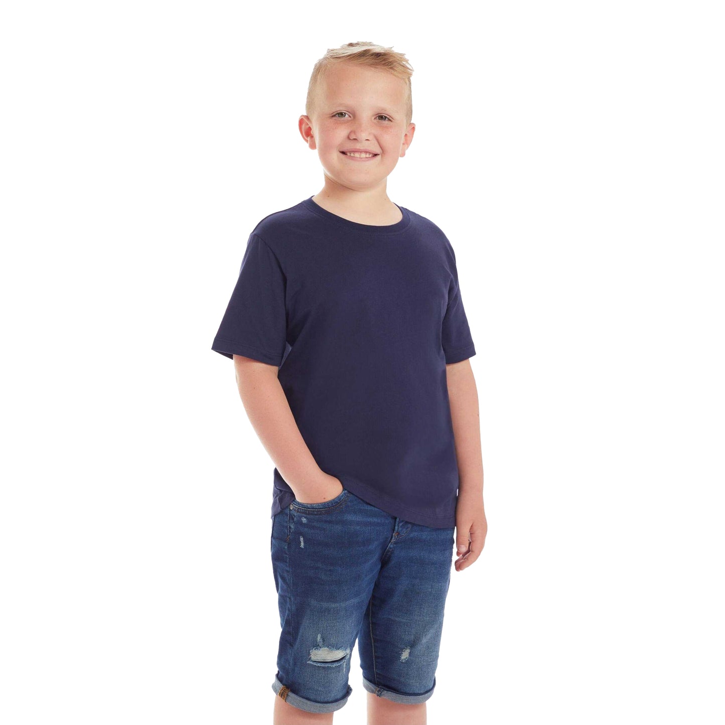 Navy - Back - Mantis Childrens-Kids Essential Organic T-Shirt