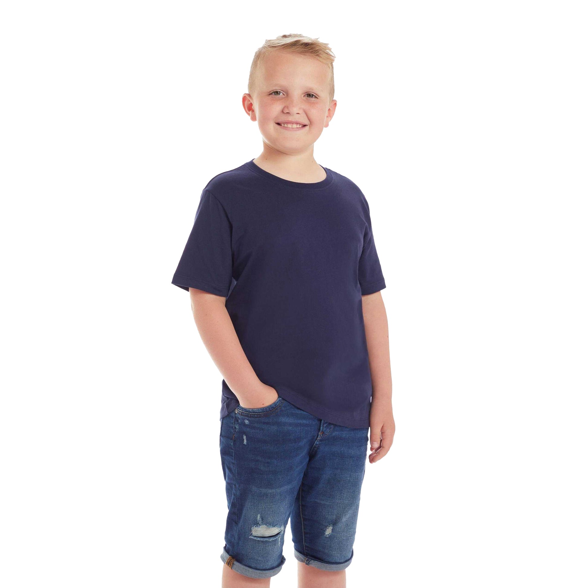 Navy - Back - Mantis Childrens-Kids Essential Organic T-Shirt