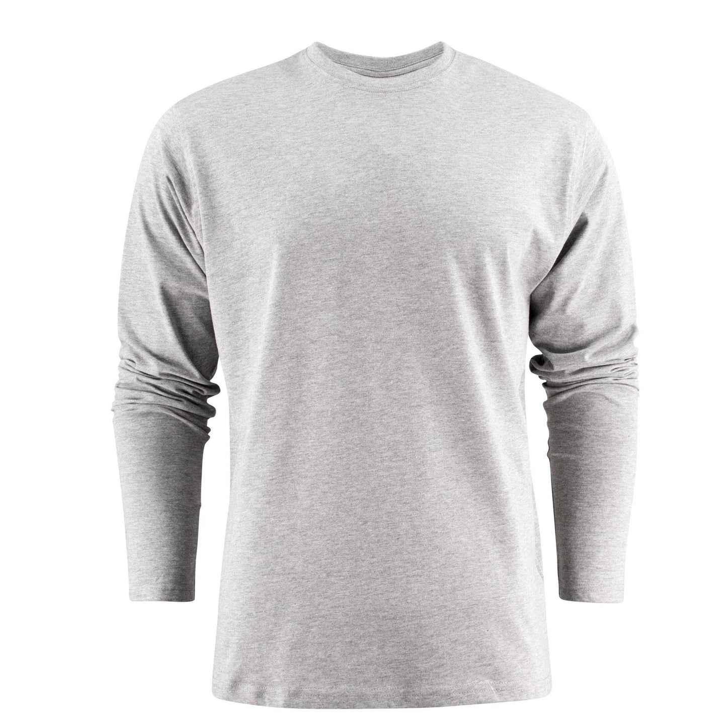 Grey Melange - Front - Printer Mens Heavy Long-Sleeved T-Shirt