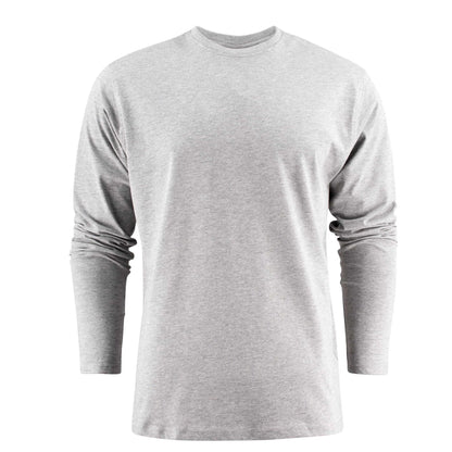 Grey Melange - Front - Printer Mens Heavy Long-Sleeved T-Shirt