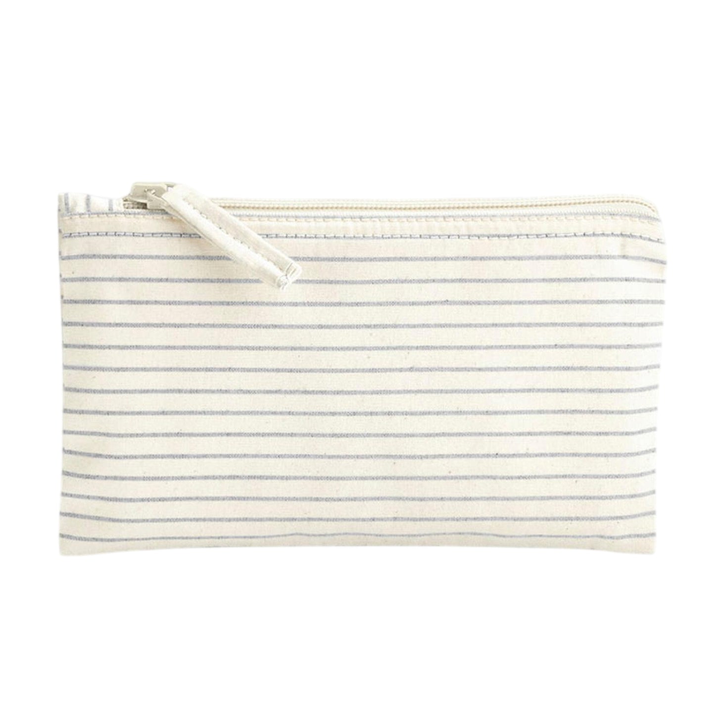 Grey - Back - Westford Mill Striped Organic Cotton Accessory Bag