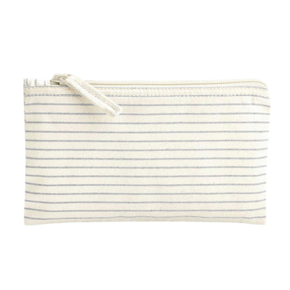Grey - Back - Westford Mill Striped Organic Cotton Accessory Bag