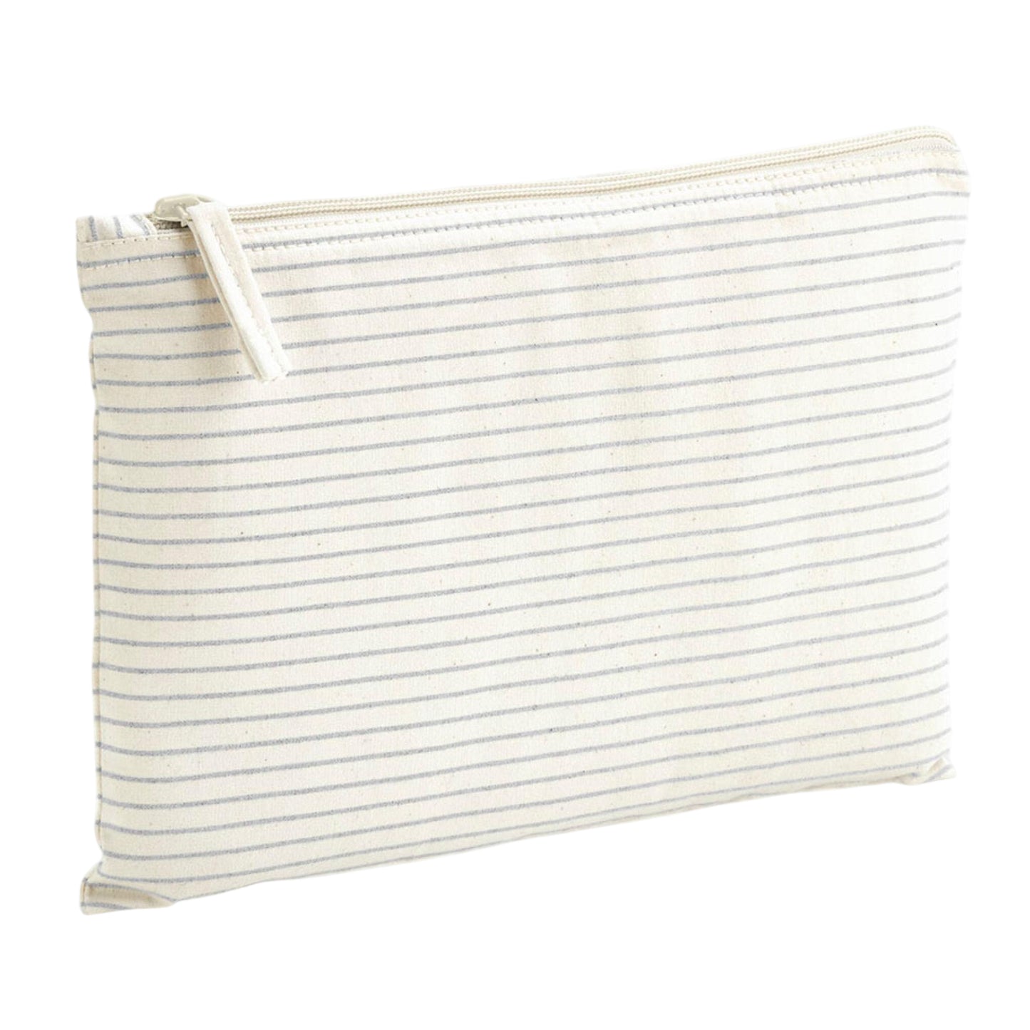 Grey - Side - Westford Mill Striped Organic Cotton Accessory Bag