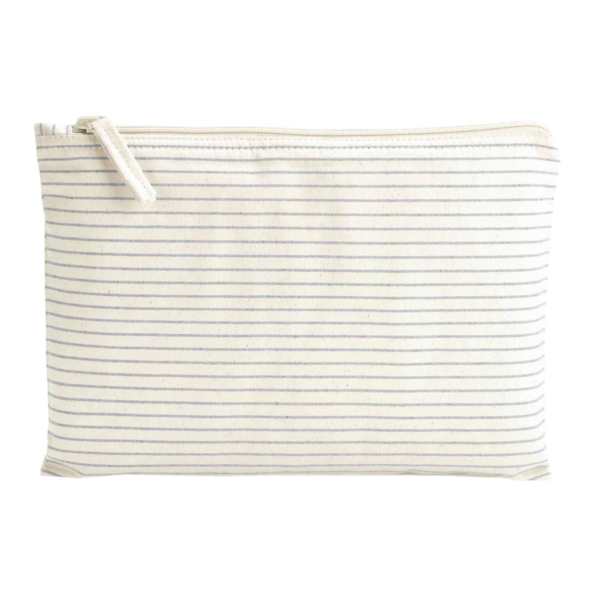 Grey - Front - Westford Mill Striped Organic Cotton Accessory Bag
