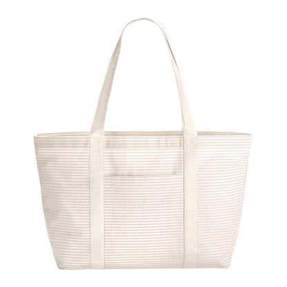 Red - Front - Westford Mill Striped Organic Cotton 28L Shopper Bag