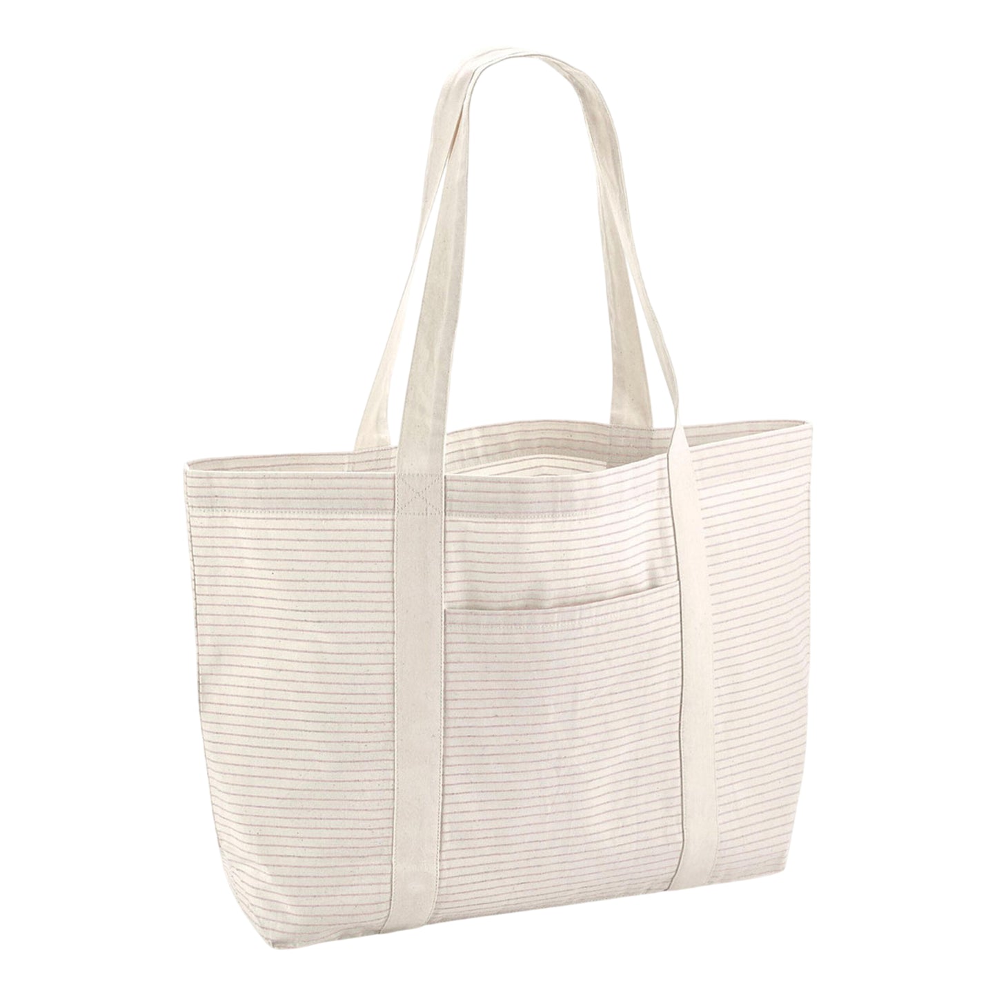 Red - Back - Westford Mill Striped Organic Cotton 28L Shopper Bag