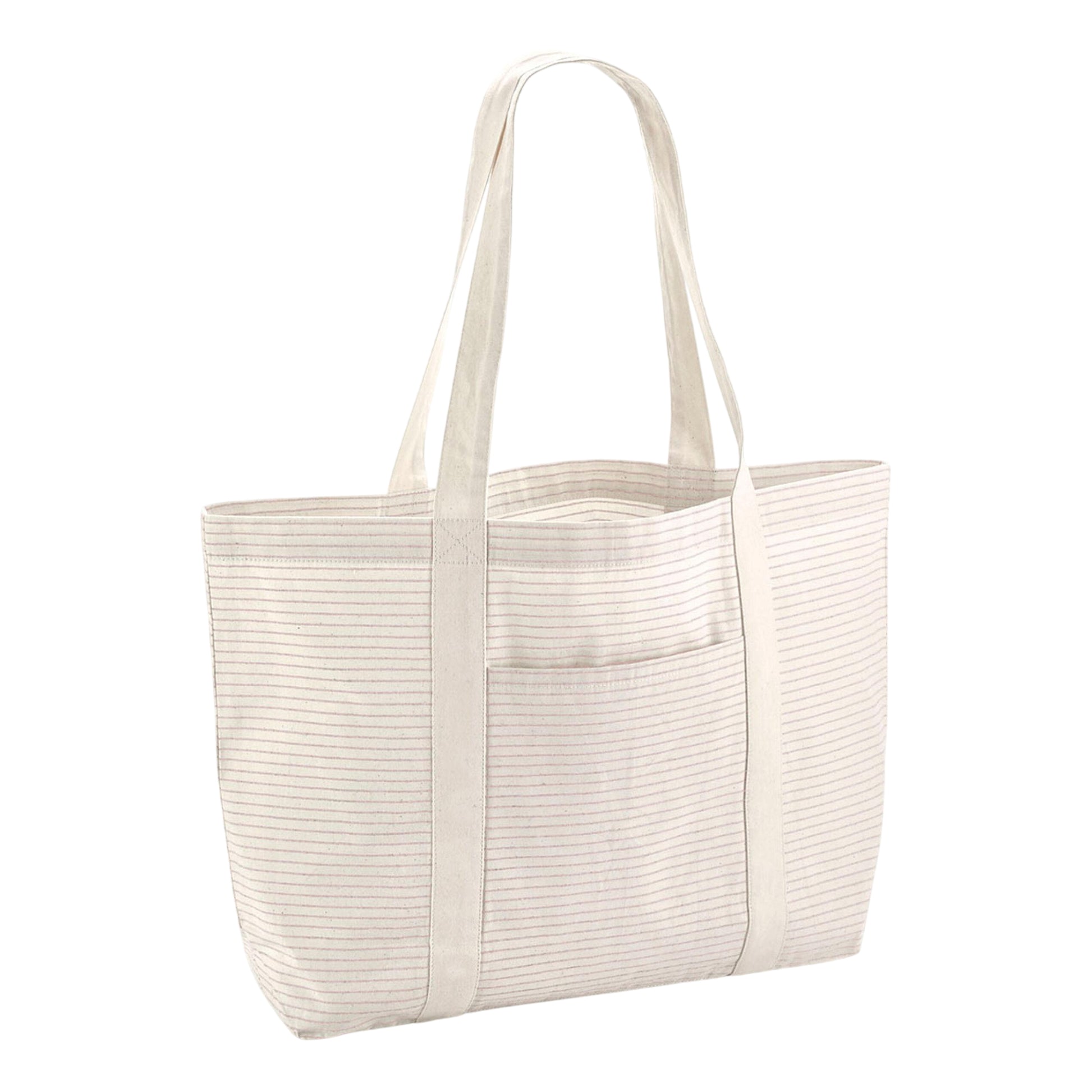 Red - Back - Westford Mill Striped Organic Cotton 28L Shopper Bag