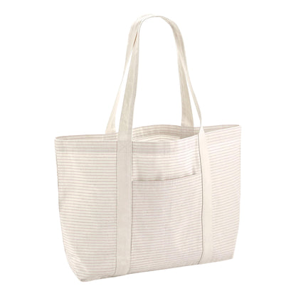 Red - Back - Westford Mill Striped Organic Cotton 28L Shopper Bag