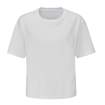 White - Front - Mantis Womens-Ladies Organic Cotton Heavyweight Loose Fit Crop T-Shirt